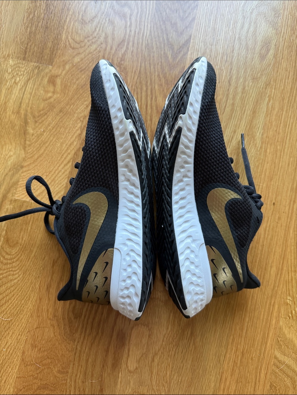 Nike Revolution Black and Gold Lightweight Running Sneakers NWOT - Picture 5 of 5